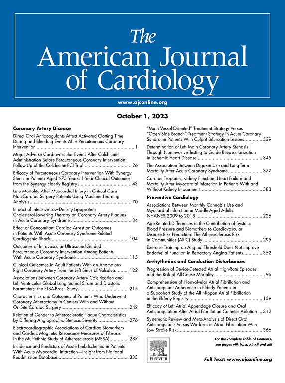 Go to journal home page - The American Journal of Cardiology